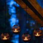 Solar Hanging Lanterns Lights Outdoor, 4 Pack Hanging Candle Holder with Solar Tea Lights Candles Outdoor Waterproof, Chandelier Ideas for Tree Pergola Patio Decor, ALL FORTUNE