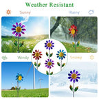 4 Pack Wind Spinner Outdoor,Waterproof Metal Flowers Windmill,Pinwheels for Yard and Garden, Flower Wind Sculpture & Spinner for Patio Lawn Decor - size: Sunflowers-4Pack