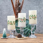 YAKii Clear Glass Candle Holder Set - Elegant Crystal Candlestick Holders for Pillar Taper Candles and Tea Lights - Perfect for Home Decor, Wedding, Christmas and Party - Set of 3