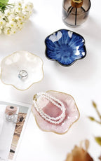 JAMEND CLXP Lotus Leaf Shape Ring Holder Dish, Small Key Bowl, Ceramic Trinket Tray Jewelry Dish Organizing Necklace Earrings for Mom Friend Sister, White. All Jewelries Are NOT Included. - color: White-Lotus