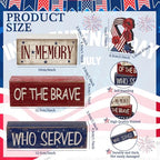 CroBlissful 4 Pcs Memorial Day Table Decorations Patriotic Tabletop Decorations Red White Blue Fourth of July Table Centerpieces Sign for Office Tiered Tray Home Shelf 250th Anniversary - style: Ribbon