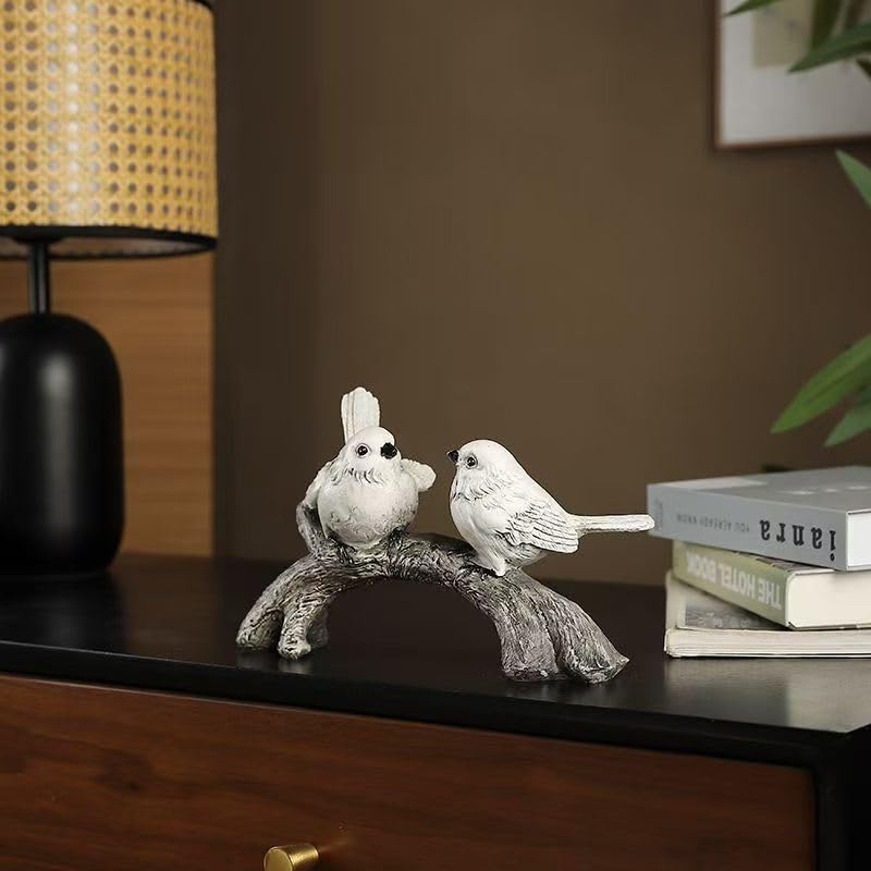 Resin Love Birds on Branch - 9.8 Inch Couple Bird Statue, Romantic Home Decor Gift for Valentine's Day, Wedding, Anniversary - Desk, Shelf, Bedroom, Office and Garden Decor - color: Birds on Branch