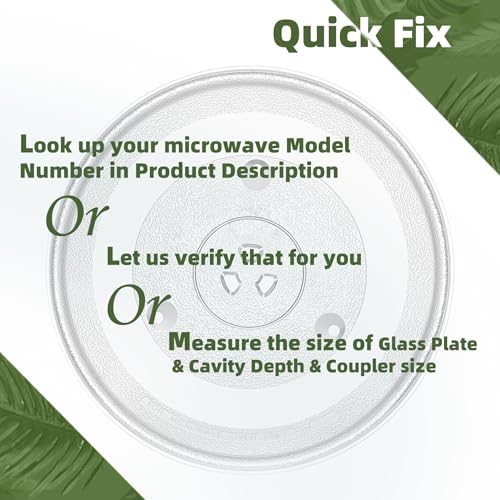 12.5" Microwave Turntable Compatible with Panasonic 12570000008334, 12 1/2 inch Replacement Microwave Glass Plate for Frigidaire 5304509437 - size: 12.5" Small Coupler Hole