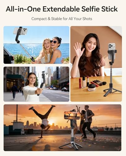 ORICO Aluminum Portable Selfie Stick Tripod, 35'' Mini Tripod for iPhone, Extendable Stand with Detachable Wireless Remote & 360° Rotating Phone Holder – Ideal for Content Creators, Vloggers, Travel - size: 35''