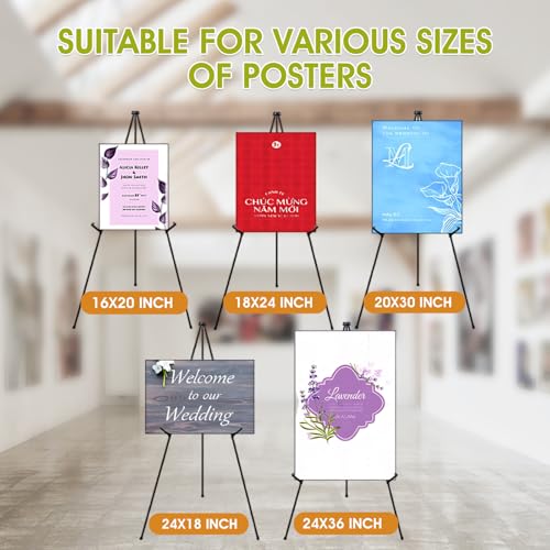 AROIC 63 "Easel Stand for Display, 6 Pack Portable Foldable Metal Easel, Easels for Signs Wedding Logos,Arts, Painting,Adjustable Floor Easels with 6 Storage Bag - style: 6P