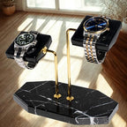 LYS&LYX Double Watch Stand - Handcrafted Natural Marble base - Watch Display Stand for all Watches - Jewelry Stand Watch Holder Accessory (BlackGlod) - color: BlackGlod
