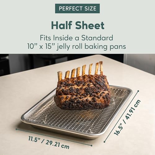 Ultra Cuisine Stainless Steel Baking Rack - 10x14.75 inch Jelly Roll Pan Wire - Oven Grill Sheet Pan - Oven Safe - Dishwasher Safe - Heavy Duty Wire Cooling Rack for Cooking Baking and Roasting - size: 10.0" x 14.75" 1-Pack
