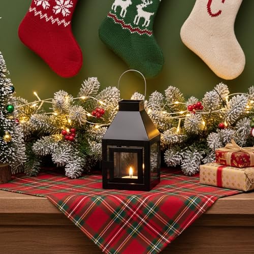 Rely+ Black Metal Lantern Candle Holder for Indoor & Outdoor Decor, Hanging Tealight Candle Holders for Wedding, Party, Decorations - Modern Home Decor, 5.5 Inch - color: Black