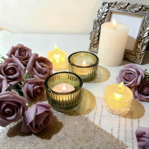 2pcs Votive Candle Holders Glass Tea Light Candle Holders Table Centerpiece for Wedding Birthday Valentine's Day (Green) - color: Green