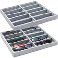 Batiyeer Sunglasses Organizer Storage Tray 10 Grids Eyewear Watch Holder Display Stackable Ice Velvet Tray Women (Gray,2 Pcs) - color: Gray