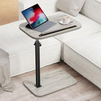 HUANUO Adjustable TV Tray, Height Adjustment TV Trays with 360° Swivel and 90° Tilt, Sturdy & Multi-Functional Sofa Table with Anti-Slip Bar, Space-Saving Side Table for Couch, Bedside, and Dining Use - color: Grey