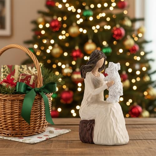 Woman with Dog Figurines, Westie Gifts for Dog Lovers, Ideal for Birthday, Thanksgiving, Christmas, White Hand-Painted Sculpture for Home Office Tabletop Shelf Decor - style: Westie