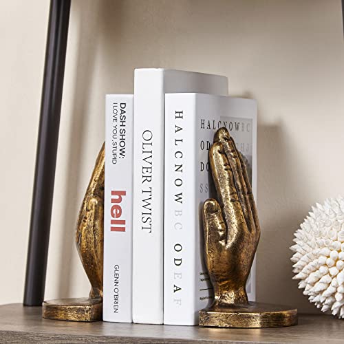 Book Ends to Hold Books Heavy Duty - Book Ends for Shelves, MXARLTR Decorative Bookends for Heavy Books with Anti-Slip Base Book Stopper for Home Office Meditation Yoga Room Decor (Antique Brass)