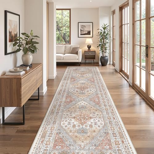 zesthome Washable Runner Rug 2.5x8 - Stain Resistant Entryway Rugs, Ultra-Thin Kitchen Rug, Anti Slip Backing Runner Rugs for Entrance Laundry Room Indoor Hallway (Orange,2.5'x8') - color: Orange, size: 2'6" x 8' (Runner)