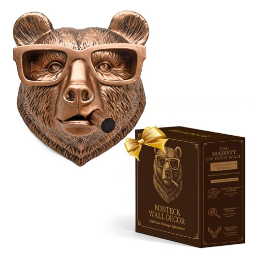 Bonteck Gold Animal Head Wall Decor Large Animals Sculptures Wall Mount Hanging Decorations Home Decor Statue for Living Room Bedroom Office 8 inchs Modern Decor (Bear Head) - color: Bear