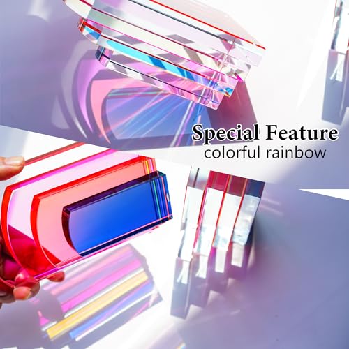 H&D HYALINE & DORA Heavy Crystal Bookends Colorful Decorative Non-Skid Geometric Bookends for Shelves,Decorative Book Holders for Home and Office,Modern Sturdy Book Holders for Heavy Books - color: Arch