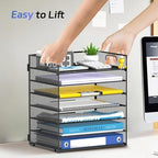 2 Pack 7 Tier Paper Organizer - Mesh Desktop File Holder with Handles for Office School Desk, Black - color: 2Pack Black