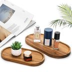 Elsjoy Set of 2 Acacia Wood Serving Trays, Long Wooden Serving Platter Oval Charcuterie Board Set for Home Decor, Fruit, Cheese, 𝟏𝟒" 𝐱𝟕" 𝐚𝐧𝐝 𝟏𝟏" 𝐱𝟓.𝟓"