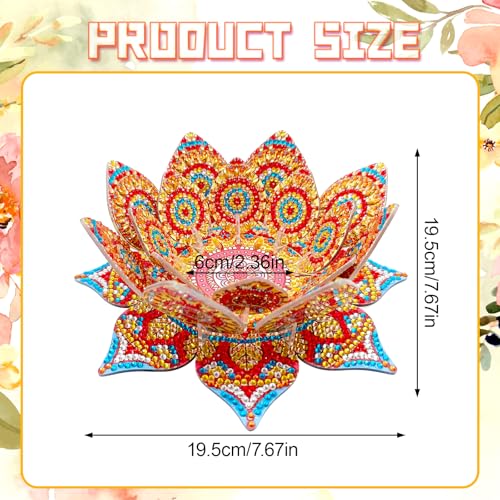 DIY Diamond Art Painting Candlestick Holders Mandala Flower Shape Desk Candle Tray Tabletop Ornaments for Wedding Festival and Party Home Table Centerpiece-Flower05 - color: Flower05