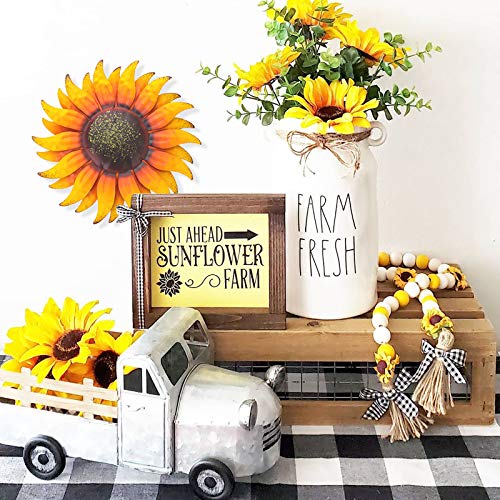 EASICUTI 6 Inch Sunflower Metal Flowers Wall Decor Metal Wall Art Decorations Hanging for Indoor Outdoor Home Bathroom Kitchen Dining Room Bedroom Porch Hallway or Wall Sculptures - color: Yellow Sunflower-E