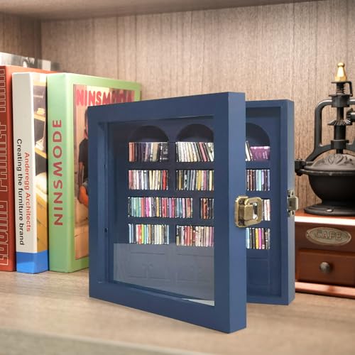 Anxiety Bookshelf – Mini Books Display for Stress Relief and Fun Decor, Perfect Decorative Miniature Library for Book Lovers, Ideal for Home Decor, Office Décor, and Thoughtful Gift Giving - Blue - color: Blue
