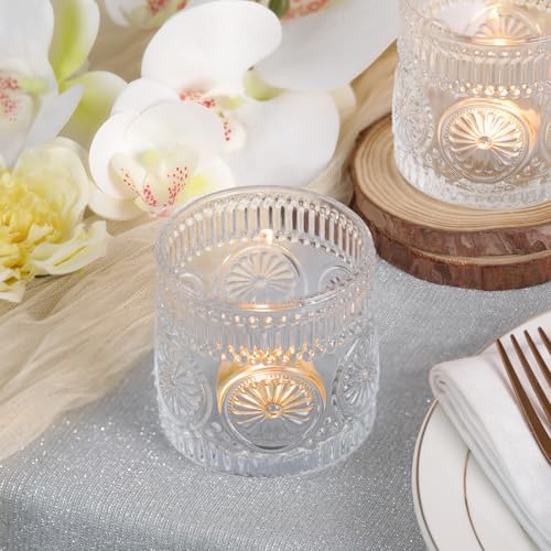 6Pcs Large Votive Candle Holders Clear Glass Tealight Candle Holders for Wedding, Table Centerpiece, Party, Birthday, Home Decor - color: Clear