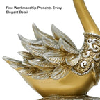 14.2" Gold Couple Swan Decor Figurine Modern Simulation Animal Sculpture Art Ornament Home Table Statue