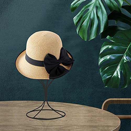 A-SZCXTOP Metal Wig Stand Holder, 12.6inch Stable Sturdy Wig Head Display, Durable Hat Storage Stand, Freestanding Wig Stand for Decoration Display-Black