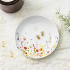 Crisky Initial Jewelry Tray Ring Dish & Gift Box, Ceramic Flower Trinket Dish for Rings Earrings Necklaces Keys, Bridal Shower Engagement Birthday Gift for Women, Friends 4.57" (Gold Foil N - style: Initial N