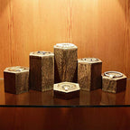 MOOCA Wooden 6 Pcs Hexagon Risers for Display Jewelry and Accessories Display Stand, Brown - color: Brown, 6 Pieces