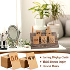 Blulu 31 Pack Wooden Earring Display Stand 7 Slots jewelry Display Holder with Earring Card for Selling Vendors Retail Show - color: Brown, Light Brown