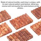 Luxury Marble Travertine Soap Dish Tray,Rectangle Stone Marble Soap Tray,Self Draining Soap Holder for Bathroom, Kitchen (Red Travertine) - color: Red Travertine