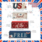 CroBlissful 4 Pcs 4th of July Decorations Patriotic Memorial Day Tabletop Decorations Red White Blue Table Centerpieces Sign for Office Tiered Tray Home Shelf 250th Anniversary(Independence Day Usa) - style: Independence Day Usa