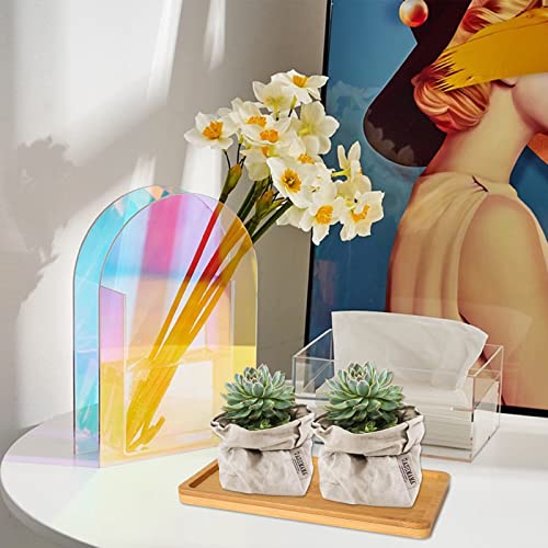 10PCS Mini Bamboo Display Trays - 7"x3.4" Small Decorative Bamboo Trays for Vanity, Plants, Candles, Keys, Soap, Jewelry, Tealight - Not for Serving Heavy Food