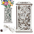 Wooden Vase for Lego Flowers ，Display Stand for Lego Flower, Cool vase with Hollow Flower Pattern，Gift for Flower Lovers (White) - color: White-flower