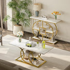 GiftGo Narrow Console Table for Entryway Industrial 4-Tier Sofa Table Behind Couch with Circle Base Rustic Wooden Accent Tables with Storage Shelves for Living Room, Hallway, Foyer (Gold and White) - color: Gold and White