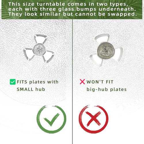 12.5" Microwave Turntable Compatible with Panasonic 12570000008334, 12 1/2 inch Replacement Microwave Glass Plate for Frigidaire 5304509437 - size: 12.5" Small Coupler Hole