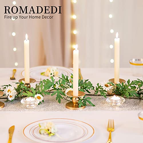Candle Holders for Pillar Candles, Romadedi Gold Pillar & Taper Candle Holder, Small Metal Candle Stick Candle Holder for Wedding, Dining Room Table Centerpiece, Holiday Decor, 4 Pcs