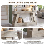 60" Farmhouse Entryway Table with Drawer, Wooden Hallway Foyer Table with Heavy Duty Base(Light Rustic Oak) - color: Light Rustic Oak