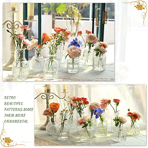 Glass Bud Vase Set of 22, Small Vases for Flowers, Clear Centerpieces, Mini in Bulk Rustic Wedding Decorations, Vintage Look Home Table Flower Decor - color: Clear