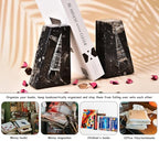 AMOYSTONE 1Pair Heavy Duty Bookend Crystal Quartz Bookends 6-8 LBS Natural Orthoceras Fossil Bookshelf Trapezoid Height 6.2" - color: Black & White B, size: 6-8 Lbs