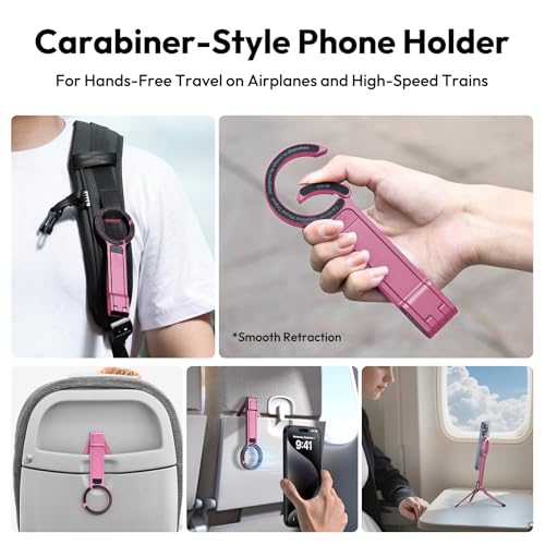 ULANZI MA30 Magnetic Phone Tripod Stand for iPhone - Aluminium Maglock Smartphone Mini Tripod Pocket Cell Phone Stand Strong Magnet Quick Mount Compatible with iPhone 17 16 15 14 13 12 Series, Pink - color: Pink