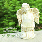 Angel Statue Outdoor Decor, Angel Gardening Gifts with Solar LED Lights - style: Lotus