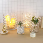 5‘ Wide 6" High Decorative Glass Cylinder Vase with Dimpled Circle Pattern, 8 Inch Tall, Clear (1, 5"x6") - size: 5"x6"