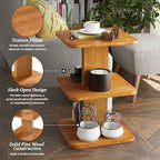 COZAYH Modern Minimalist Wood End Table with 3 Open Shelves, Farmhouse Plant Stand, Small Bookshelf for Living Room, Bedroom