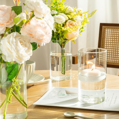 12pcs Glass Cylinder Vases for Centerpieces - 6 Inch Tall Flower Vase for Wedding Decorations, Clear Glass Flower Vases Floating Candle Holder for Table Centerpiece Wedding Home Décor - size: 12 Pack 6 Inch
