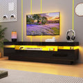Uspeedy 70IN White TV Stand for 75/80 inch TV,Modern LED TV Stand for Living Room,High Gloss Entertainment Center with Storage Drawer,APP RGB Light,TV Console,Television Stands(Black) - color: Black