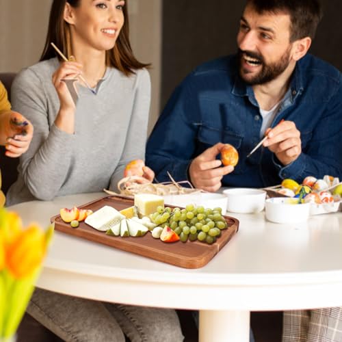 Rectangular Acacia Wood Trays Large Long Charcuterie Boards Party Decorative Serving Tray Platters for Food Dish Rectangle Wooden Cheese Board Kitchen Snack Cookies Platter Appetizer Dessert Tray - size: 16" x 8" x 0.8"