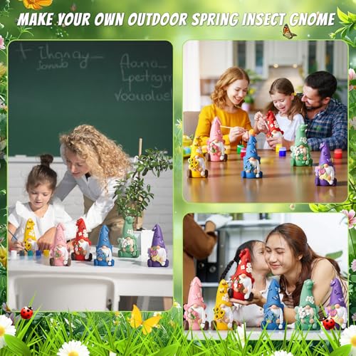 Arrowbash 6 Pcs Summer Ceramics to Paint Ready to Paint Your Own Gnome Statues 5.12 Inch Flowers Theme Paintable Figurines for Adults DIY Unpainted Ceramics Art Crafts with Brush Palette - style: Flowers