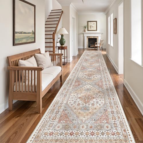 zesthome Washable Runner Rug 2.5x12 - Stain Resistant Entryway Rug,Ultra-Thin Kitchen Rugs, Anti Slip Backing Runner Rugs for Entrance Laundry Room Indoor Hallway (Orange,2.5'x12') - color: Orange, size: 2'6" x 12' (Runner)